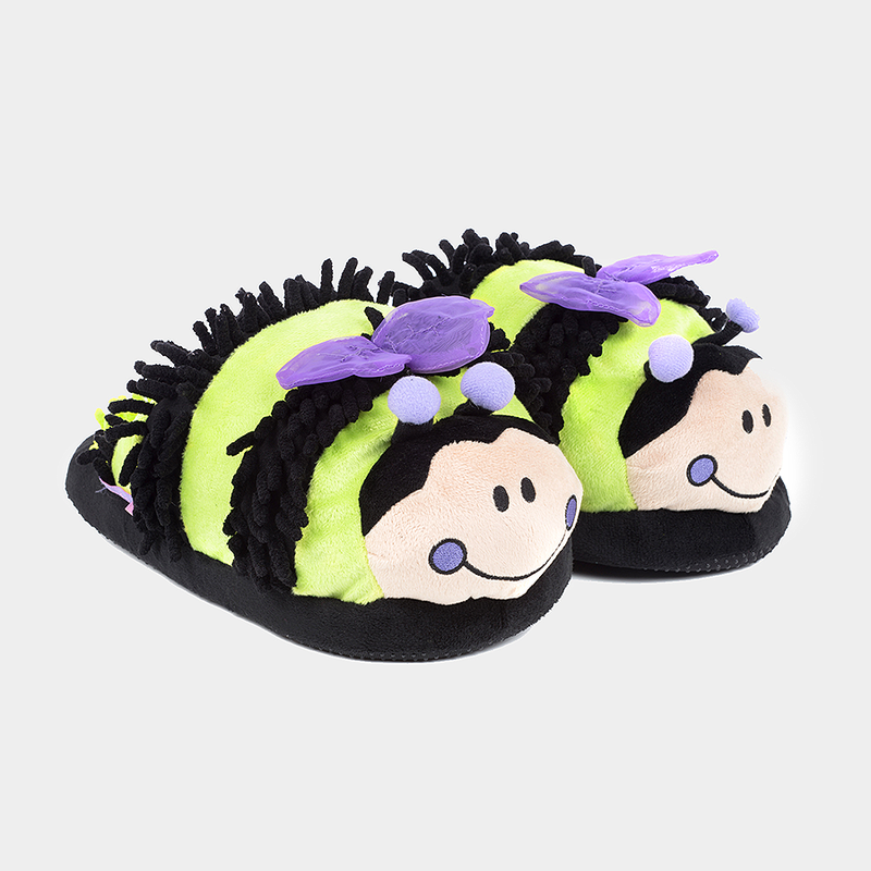 Just for Fun Plush Slippers - Bee (Purple)