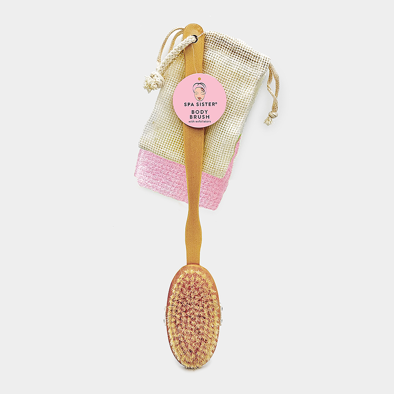 Bath Brush with Exfoliators (Ramie Soap Sak)