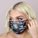 Black Camo Face Masks 20pk <br> 3ply Disposable, Non-Medical
