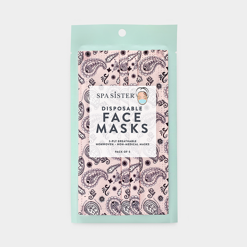 Paisley Face Masks 5pk <br> 3ply Disposable, Non-Medical
